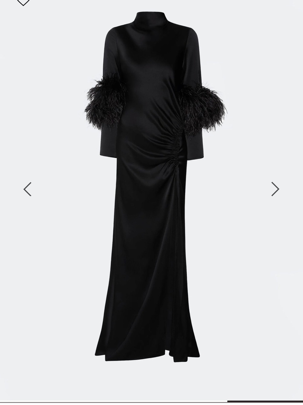 Lapointe satin gown with feathers